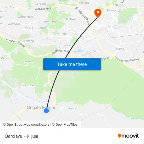 Barclays to juja map