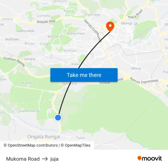 Mukoma Road to juja map