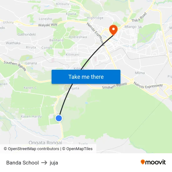 Banda School to juja map