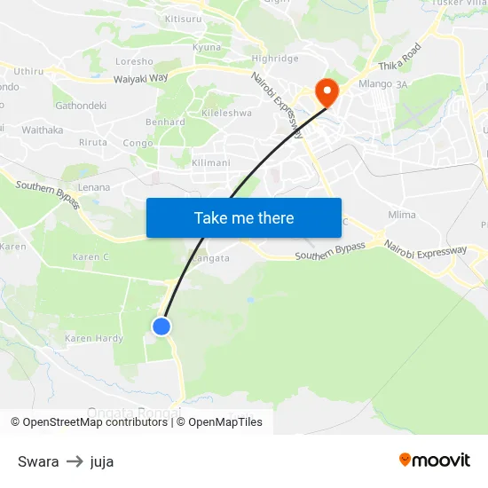 Swara to juja map