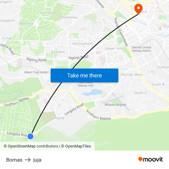 Bomas to juja map