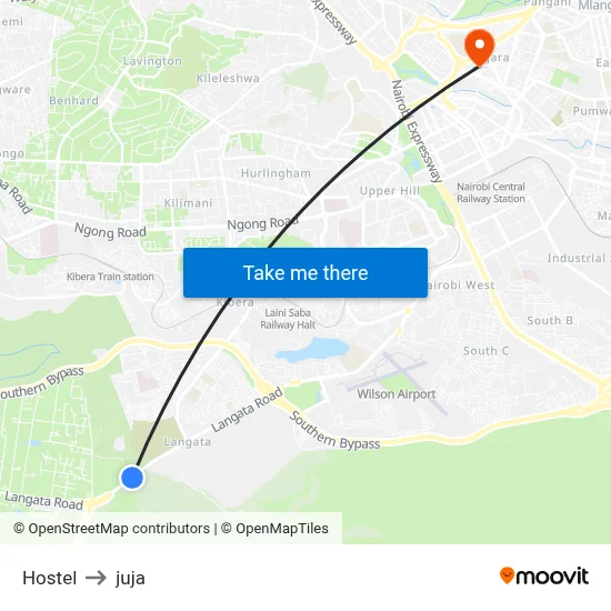 Hostel to juja map