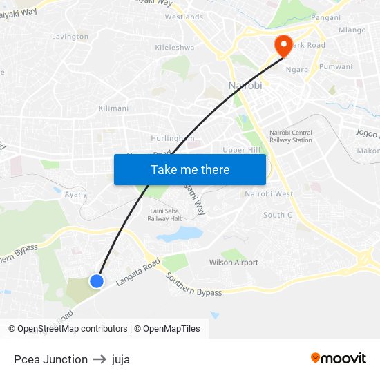 Pcea Junction to juja map