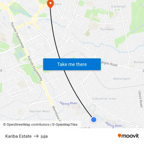 Kariba Estate to juja map