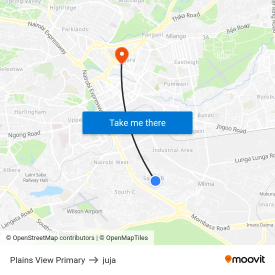 Plains View Primary to juja map