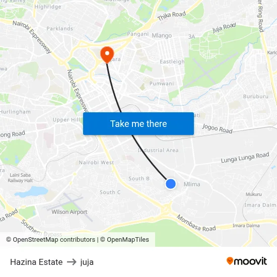 Hazina Estate to juja map