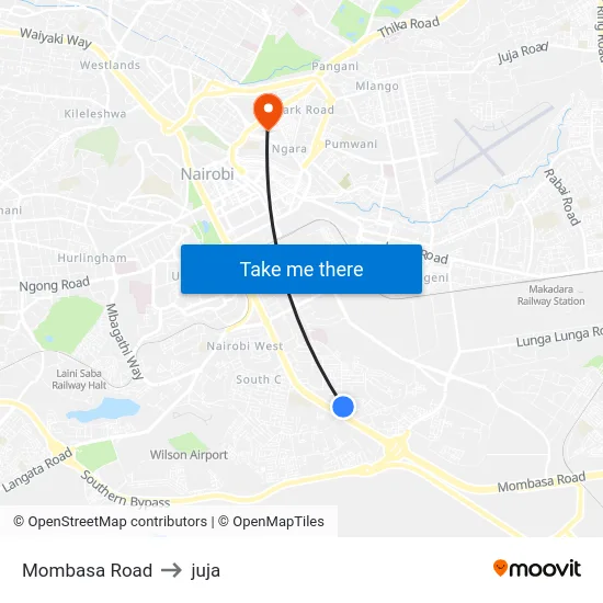 Mombasa Road to juja map