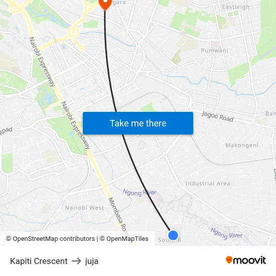 Kapiti Crescent to juja map