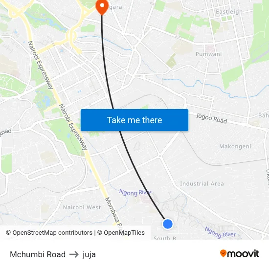 Mchumbi Road to juja map