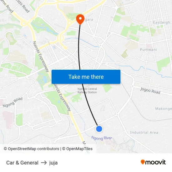 Car & General to juja map