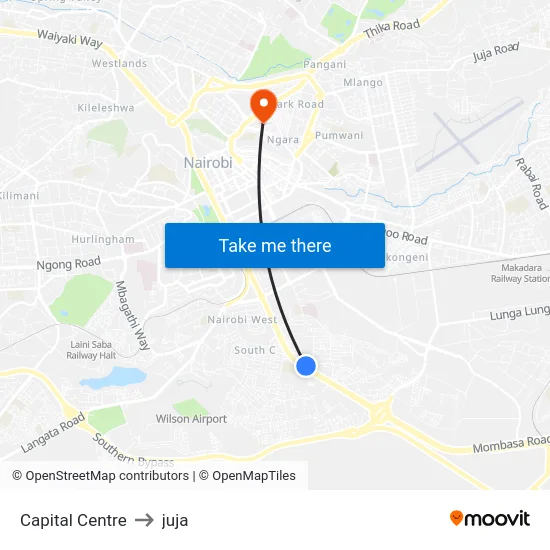 Capital Centre to juja map