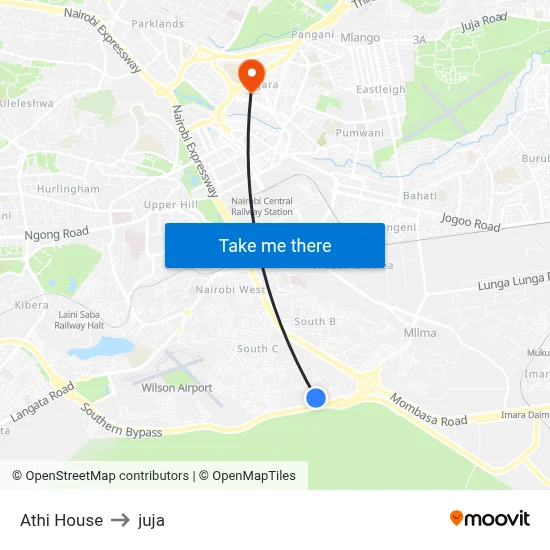 Athi House to juja map