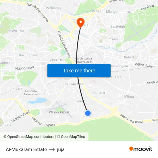 Al-Mukaram Estate to juja map