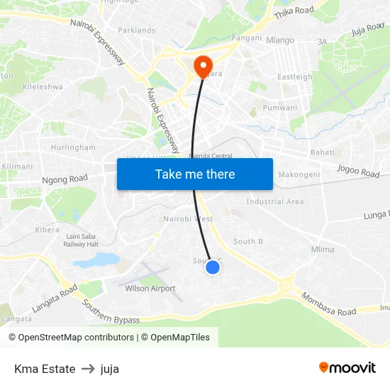 Kma Estate to juja map