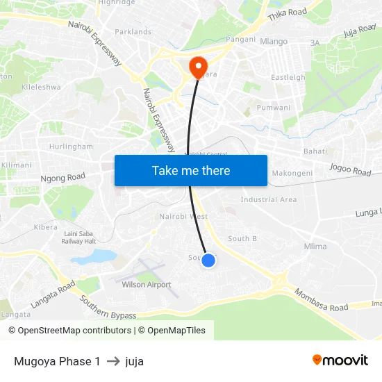 Mugoya Phase 1 to juja map