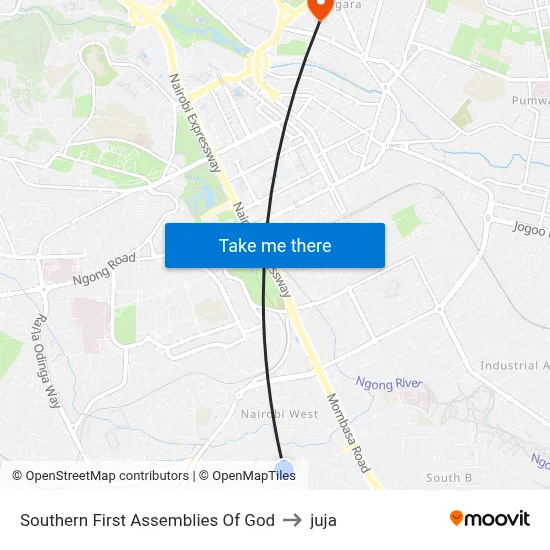 Southern First Assemblies Of God to juja map