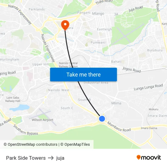 Park Side Towers to juja map