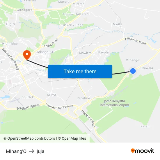 Mihang'O to juja map