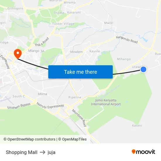 Shopping Mall to juja map