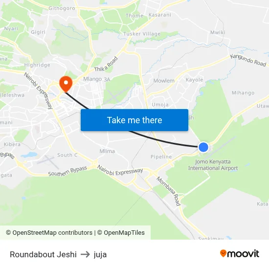 Roundabout Jeshi to juja map