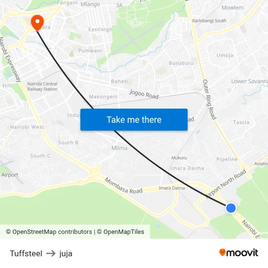 Tuffsteel to juja map