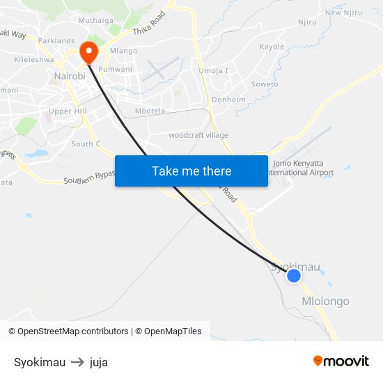 Syokimau to juja map