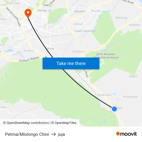Petma/Mlolongo Chini to juja map