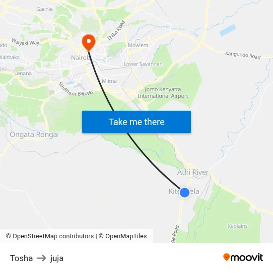 Tosha to juja map