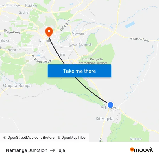 Namanga Junction to juja map