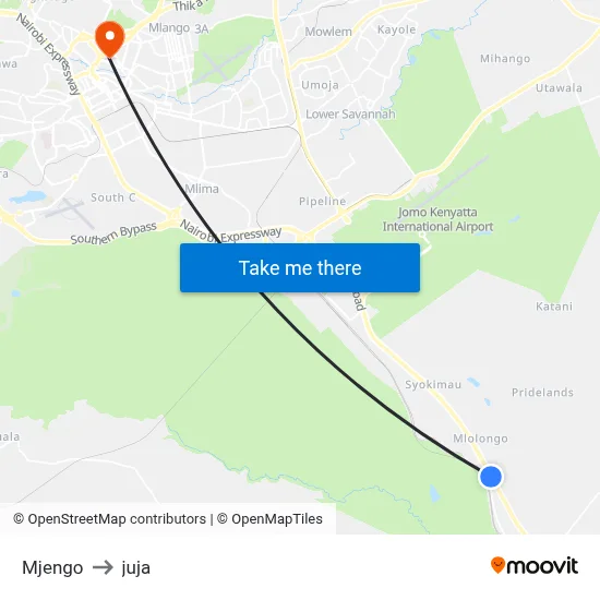 Mjengo to juja map