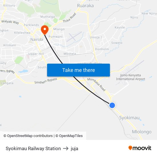 Syokimau Railway Station to juja map