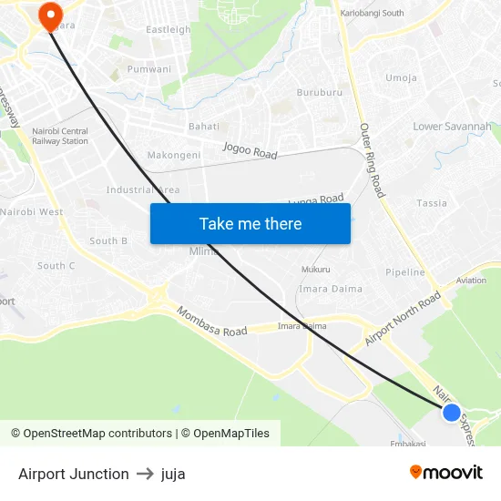 Airport Junction to juja map