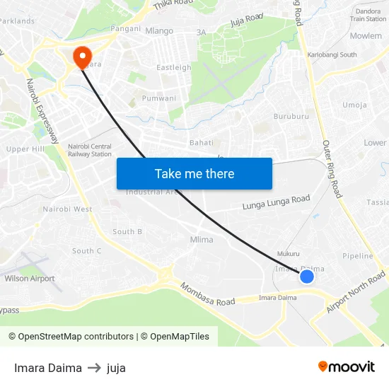 Imara Daima to juja map