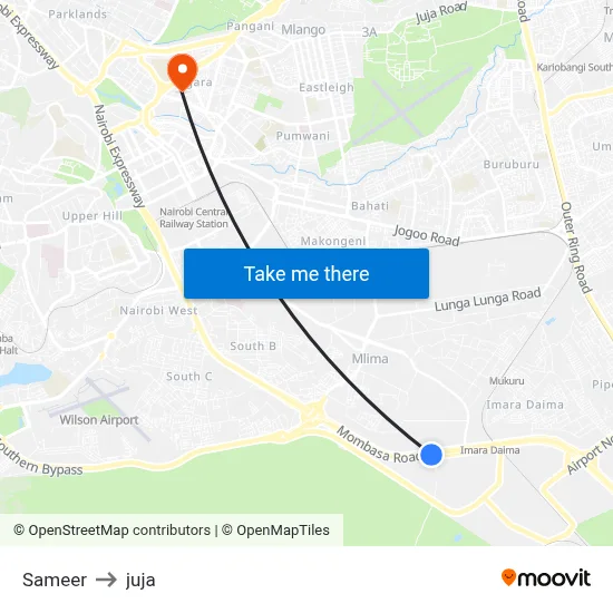 Sameer to juja map
