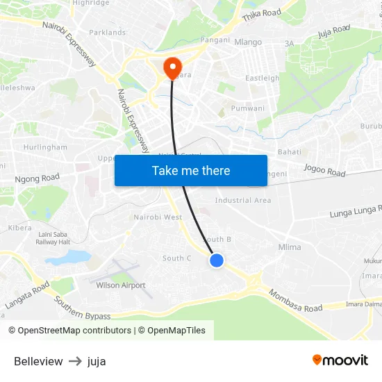 Belleview to juja map