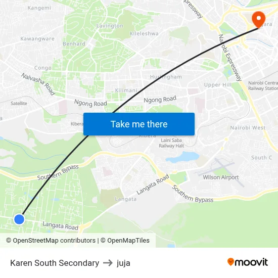 Karen South Secondary to juja map