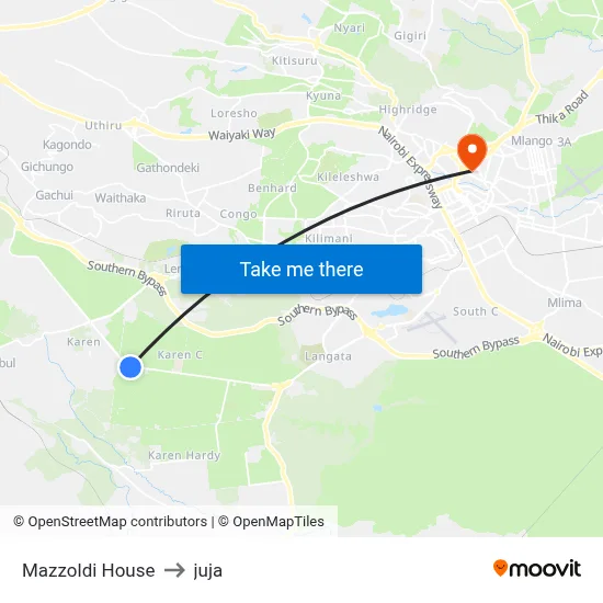 Mazzoldi House to juja map