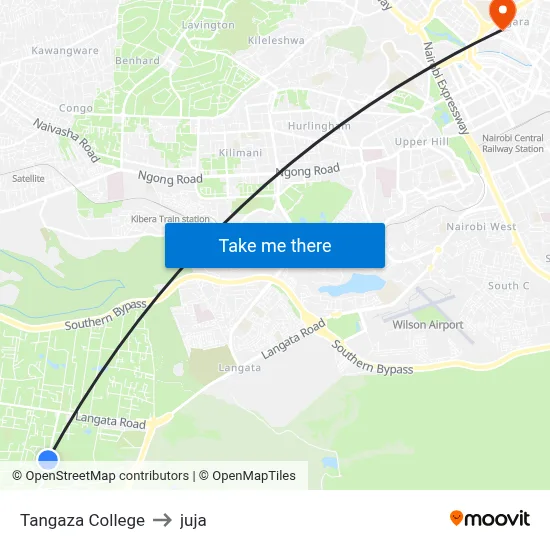 Tangaza College to juja map