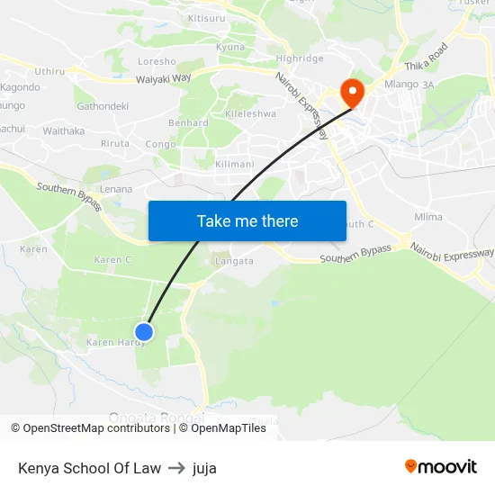 Kenya School Of Law to juja map