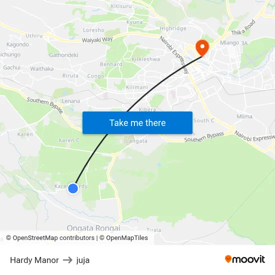 Hardy Manor to juja map
