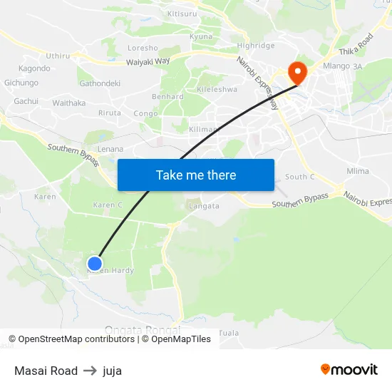 Masai Road to juja map