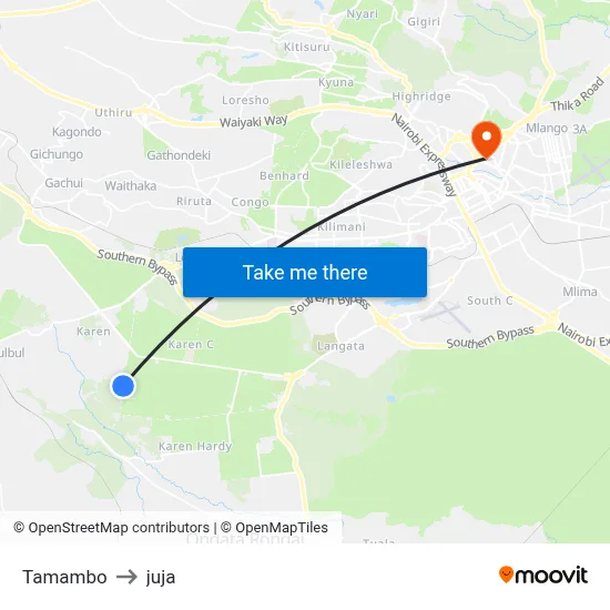 Tamambo to juja map