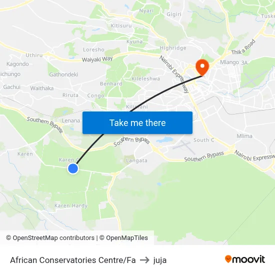 African Conservatories Centre/Fa to juja map