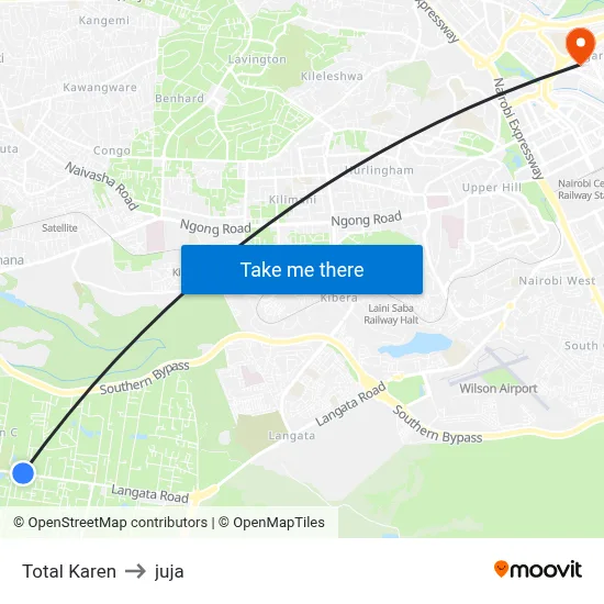 Total Karen to juja map
