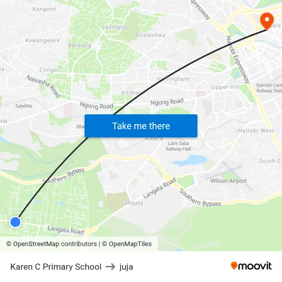Karen C Primary School to juja map
