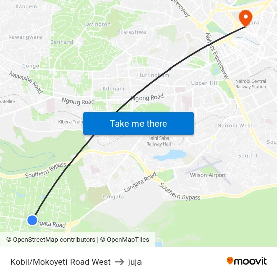 Kobil/Mokoyeti Road West to juja map