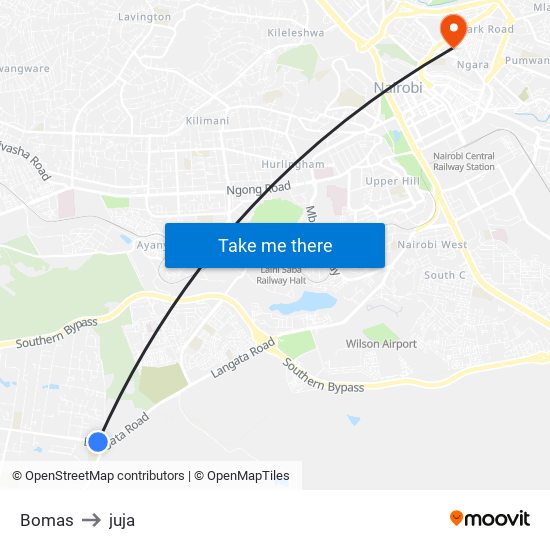 Bomas to juja map