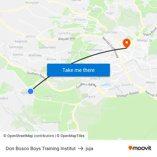 Don Bosco Boys Training Institut to juja map