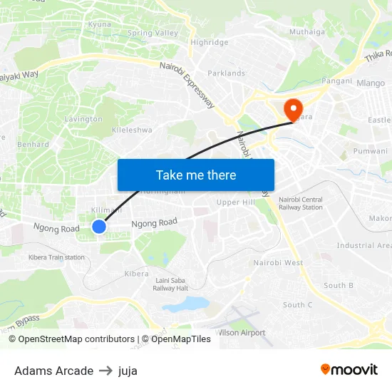 Adams Arcade to juja map