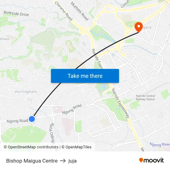 Bishop Maigua Centre to juja map